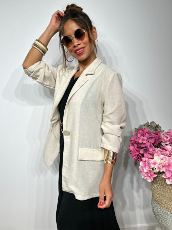 Blazer Efecto Lino LEGAND Beige HEVE