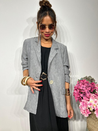Blazer Efecto Lino LEGAND Gris HEVE