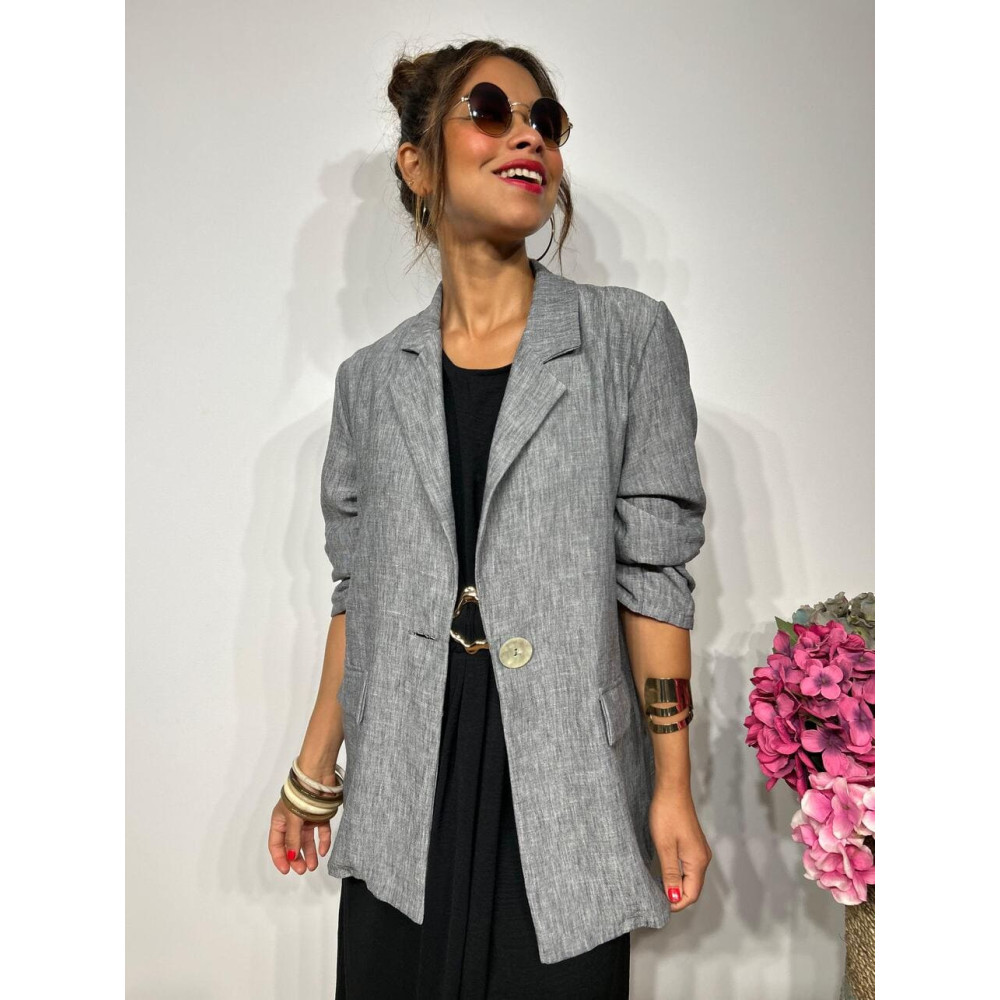 Blazer Efecto Lino LEGAND Gris HEVE Blazer Efecto Lino LEGAND Gris HEVE