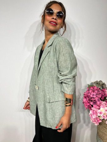 Blazer Efecto Lino LEGAND Verde Menta HEVE