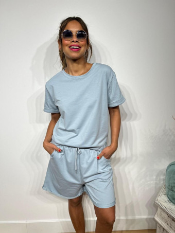 Conjunto Sporty Camiseta y Short INSIDEN Celeste HEVE