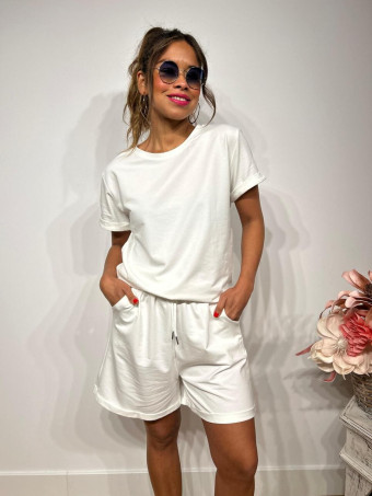 Conjunto Sporty Camiseta y Short INSIDEN Blanco HEVE