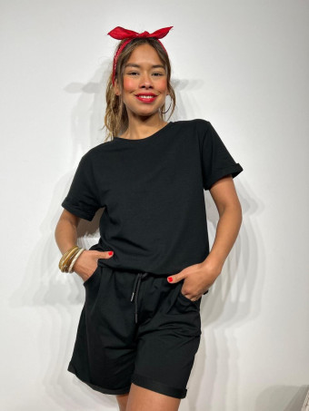 Conjunto Sporty Camiseta y Short INSIDEN Negro HEVE