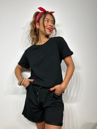 Conjunto Sporty Camiseta y Short INSIDEN Negro HEVE