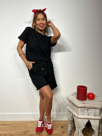 Conjunto Sporty Camiseta y Short INSIDEN Negro HEVE