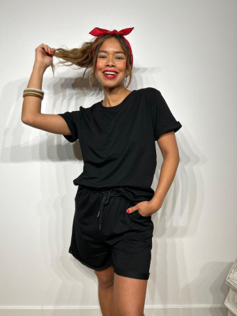Conjunto Sporty Camiseta y Short INSIDEN Negro HEVE