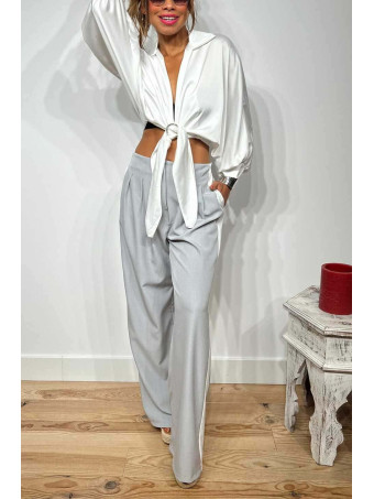 Pantalón Pinzas Franja Lateral GIBLANT Gris HEVE