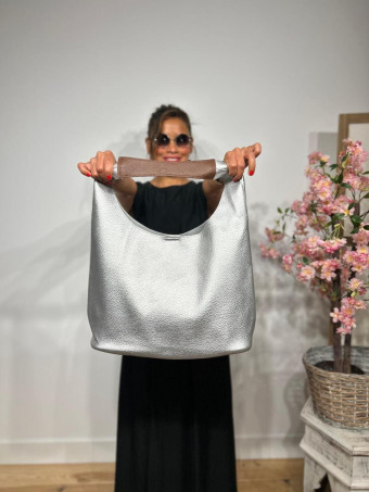 Bolso Hobo Grande VIMOTY Plata - heve