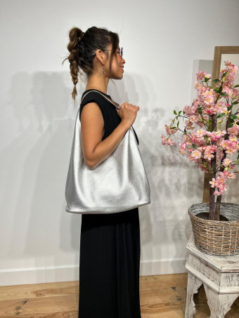Bolso Hobo Grande VIMOTY Plata - heve
