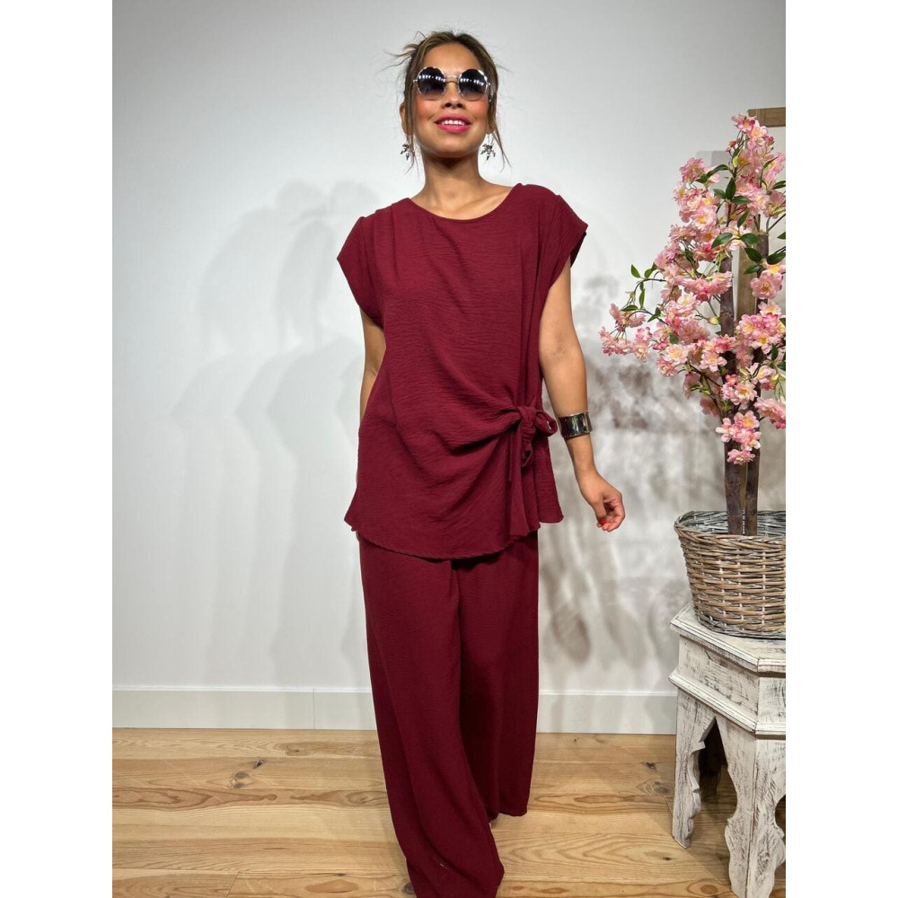 Conjunto Blusa y Pantalón VALTY Burdeos - heve Conjunto Blusa y Pantalón VALTY Burdeos - heve