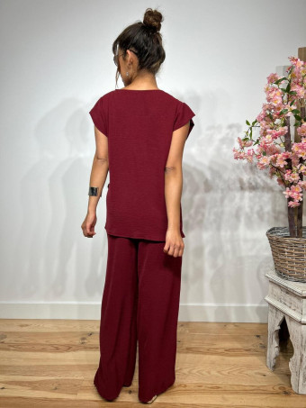 Conjunto Blusa y Pantalón VALTY Burdeos - heve