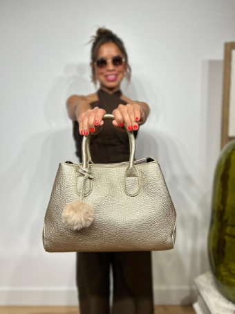 Bolso Abatanado Doble Asa KIMCHI Oro - heve