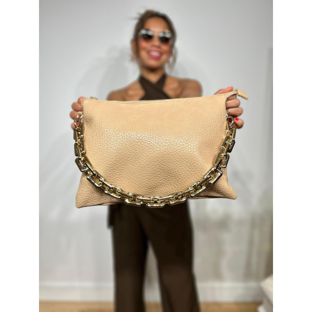 Bolso Abatanado Cadena CHESSAN Taupe - heve Bolso Abatanado Cadena CHESSAN Taupe - heve