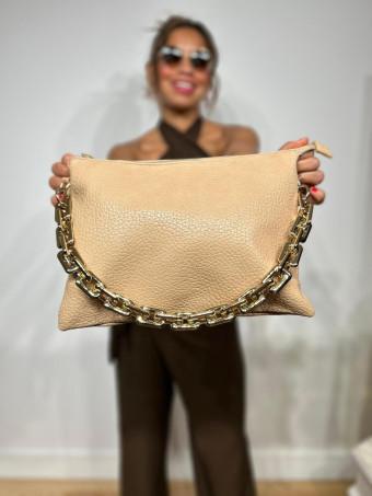 Bolso Abatanado Cadena CHESSAN Taupe - heve