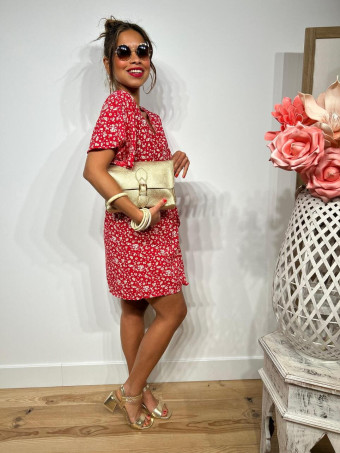 Vestido Cruzado Estampado Floral SERELLA Rojo HEVE