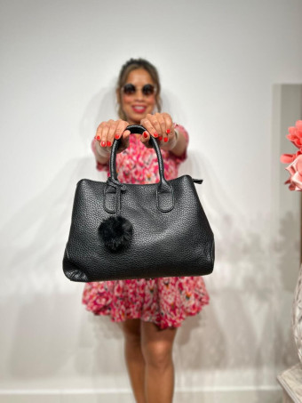 Bolso Abatanado Doble Asa KIMCHI Negro heve