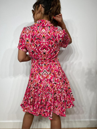 Vestido Camisero Estampado JISKA Fucsia heve