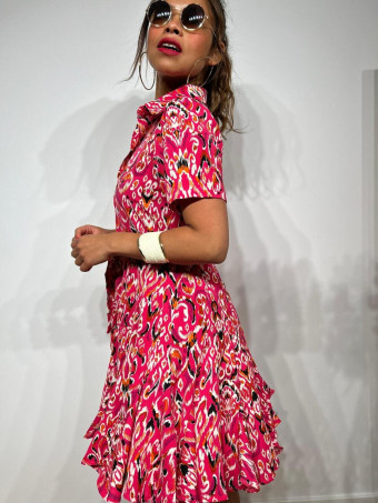 Vestido Camisero Estampado JISKA Fucsia heve