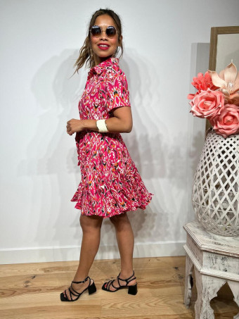 Vestido Camisero Estampado JISKA Fucsia heve