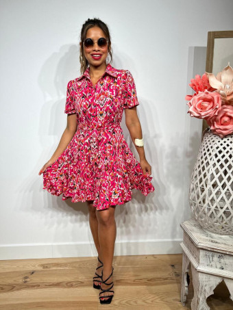 Vestido Camisero Estampado JISKA Fucsia heve