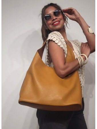 Bolso Hobo Grande VIMOTY Ocre heve