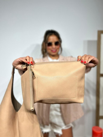 Bolso Hobo Grande VIMOTY Taupe HEVE