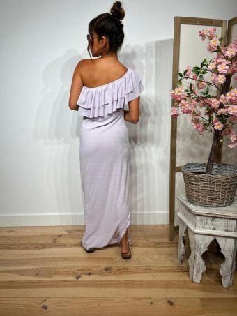 Vestido Escote Barco Volantes KATTERO Lila HEVE