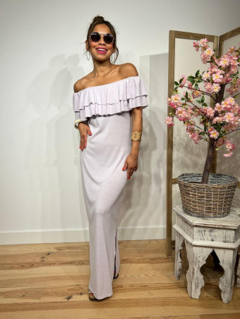 Vestido Escote Barco Volantes KATTERO Lila HEVE
