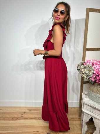 Vestido Largo Volantes KEMAYA Burdeos HEVE