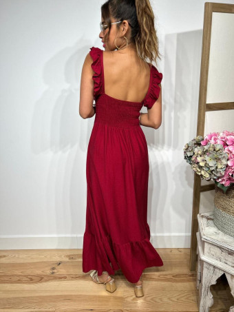 Vestido Largo Volantes KEMAYA Burdeos HEVE