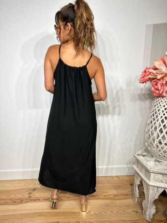 Vestido Abalorios Madera MERIAH Negro HEVE