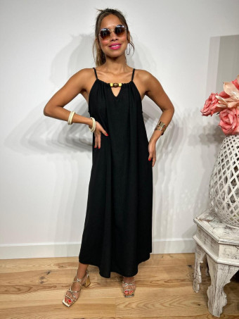 Vestido Abalorios Madera MERIAH Negro HEVE