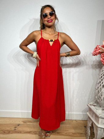 Vestido Abalorios Madera MERIAH Rojo HEVE