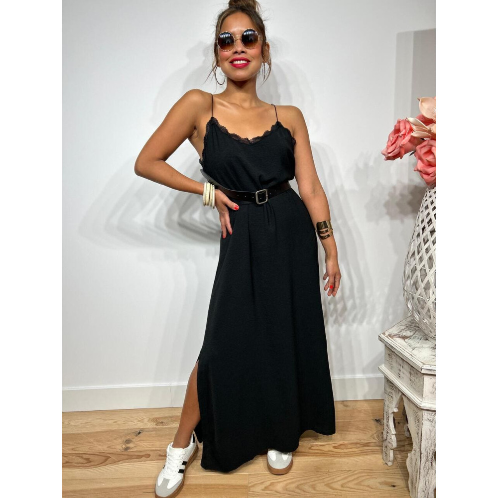 Vestido Lencero REENIE Negro HEVE Vestido Lencero REENIE Negro HEVE