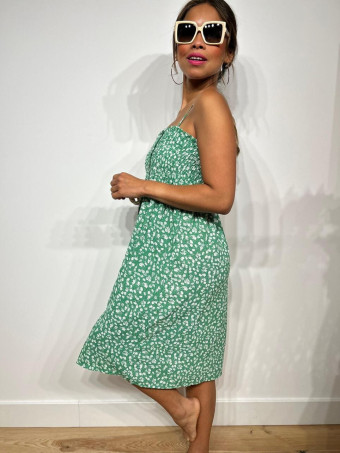 Vestido Estampado Flores AUGGIE Verde HEVE
