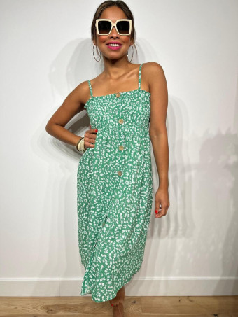 Vestido Estampado Flores AUGGIE Verde HEVE