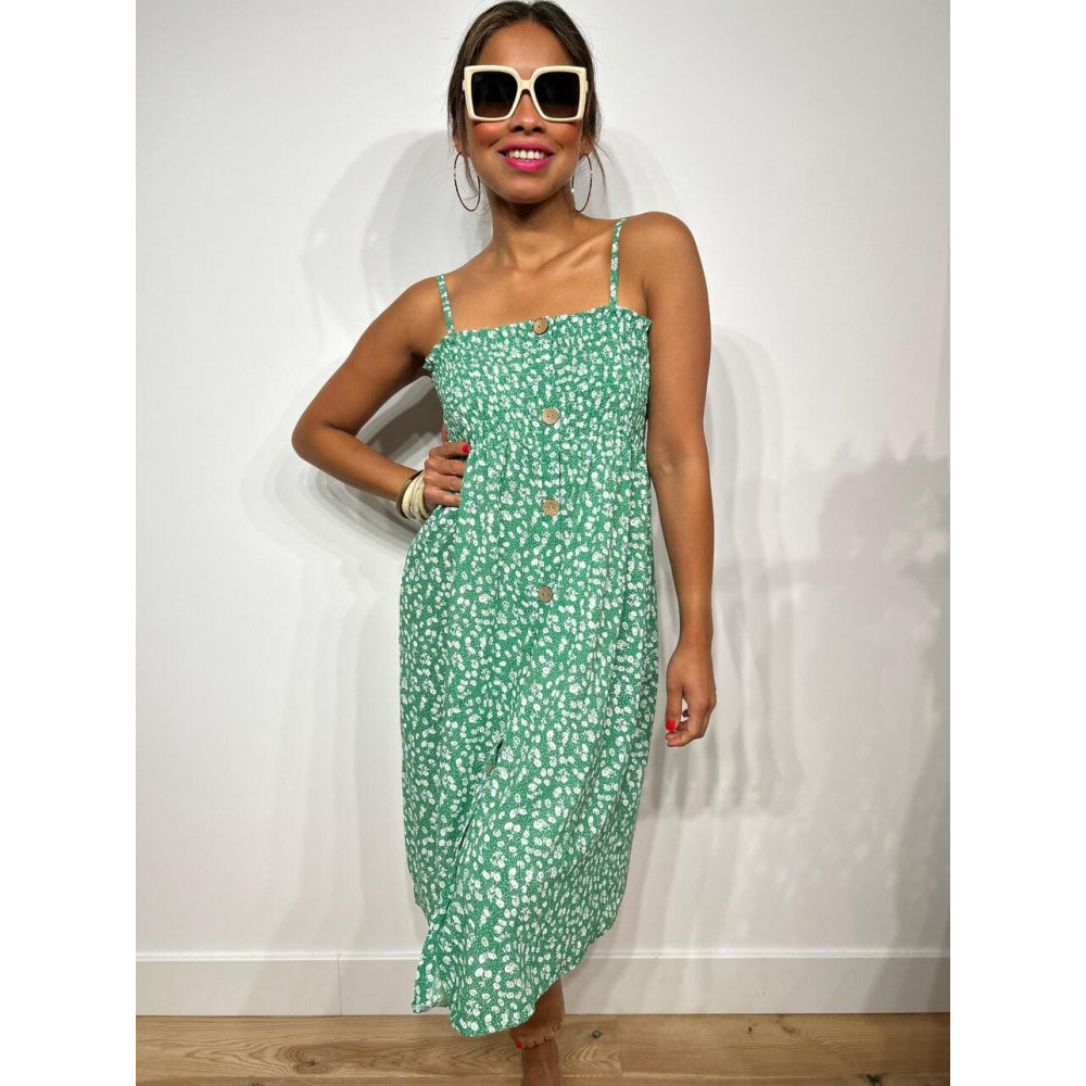 Vestido Estampado Flores AUGGIE Verde HEVE Vestido Estampado Flores AUGGIE Verde HEVE