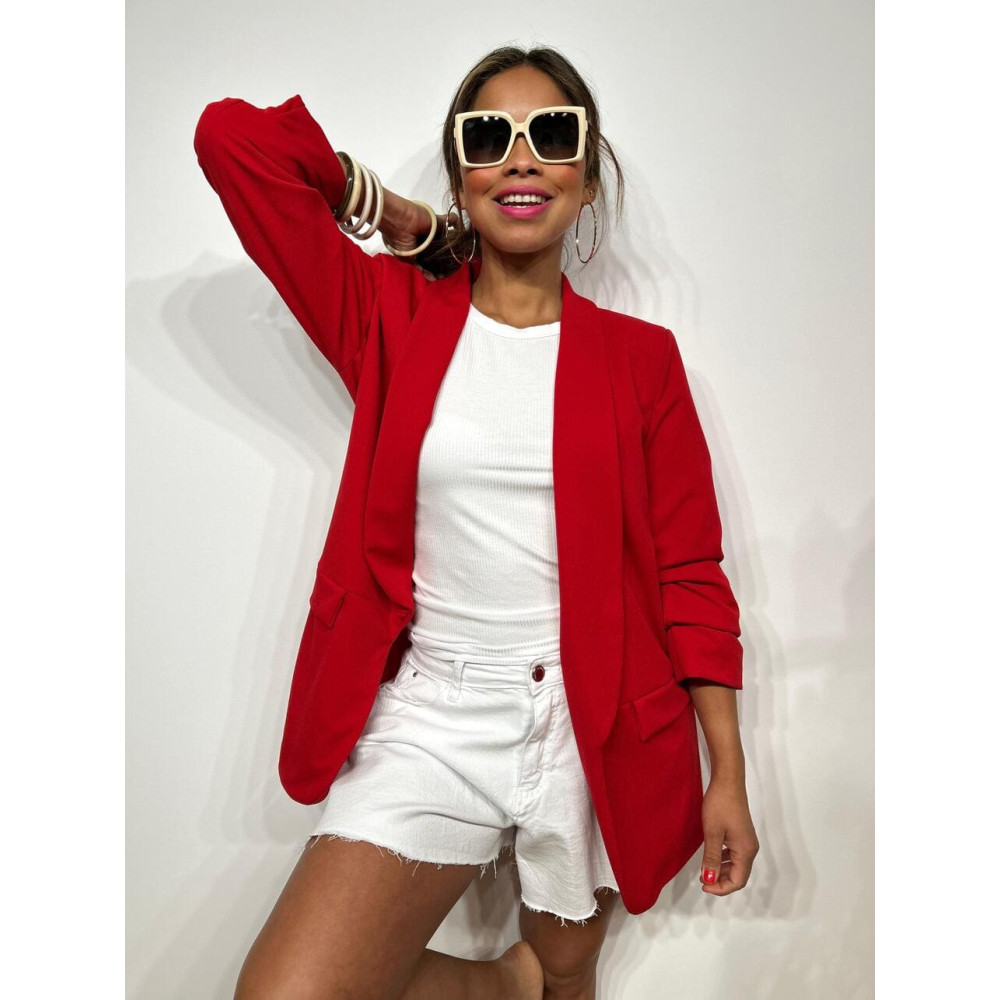 Blazer Frunces BIANCA Rojo HEVE Blazer Frunces BIANCA Rojo HEVE