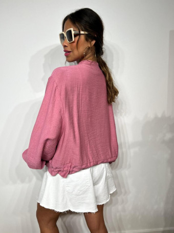 Chaqueta Bomber Efecto Lino ANOKHA Rosa Medio HEVE