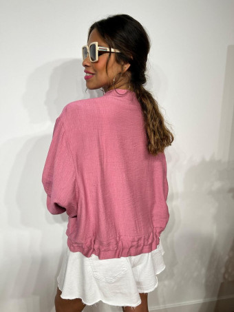 Chaqueta Bomber Efecto Lino ANOKHA Rosa Medio HEVE