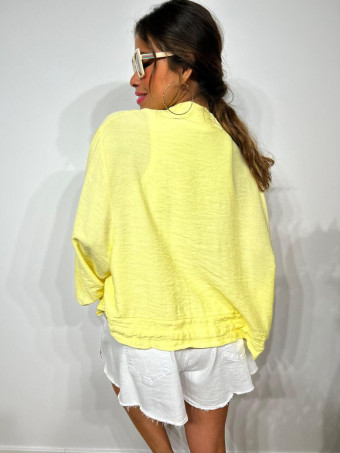 Chaqueta Bomber Efecto Lino ANOKHA Amarillo HEVE