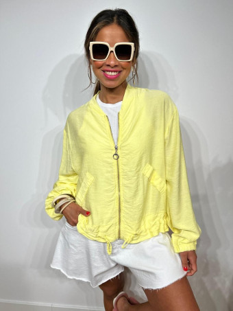Chaqueta Bomber Efecto Lino ANOKHA Amarillo HEVE