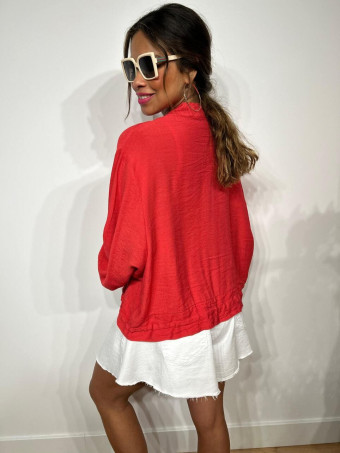 Chaqueta Bomber Efecto Lino ANOKHA Rojo HEVE