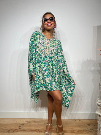 Vestido Caftán Estampado HELOZAT Verde HEVE