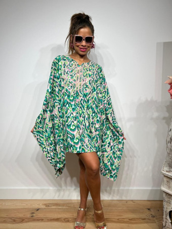 Vestido Caftán Estampado HELOZAT Verde HEVE
