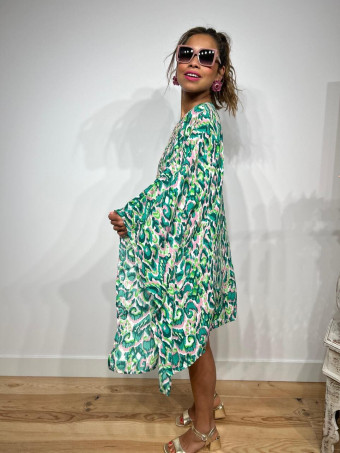 Vestido Caftán Estampado HELOZAT Verde HEVE
