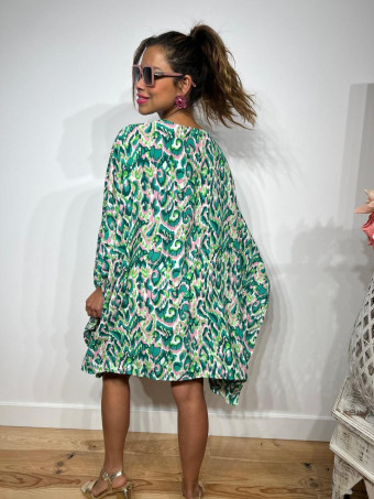 Vestido Caftán Estampado HELOZAT Verde HEVE