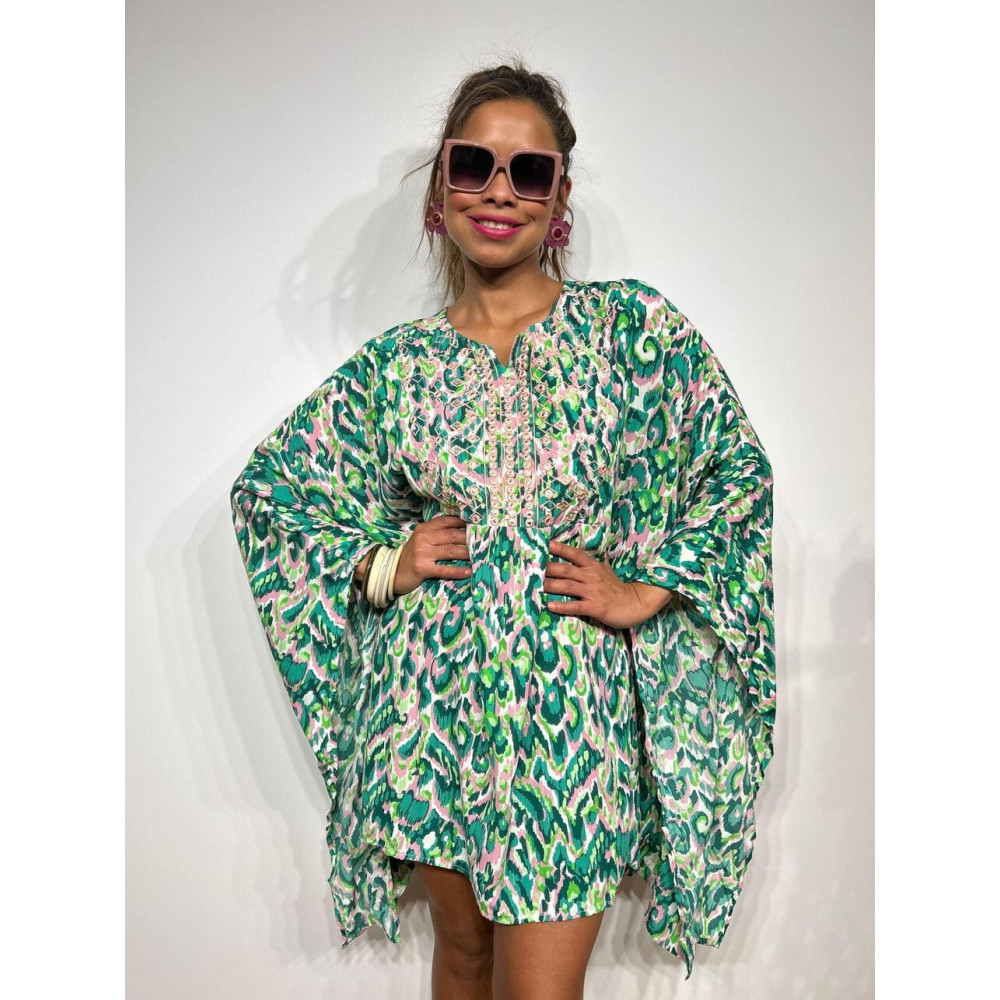 Vestido Caftán Estampado HELOZAT Verde HEVE Vestido Caftán Estampado HELOZAT Verde HEVE