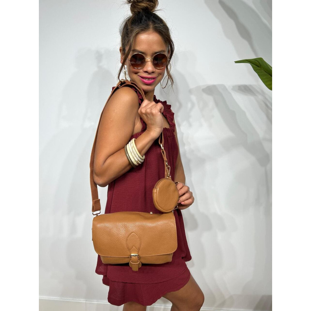 Bolso Abatanado Bandolera SPRINGE Camel HEVE Bolso Abatanado Bandolera SPRINGE Camel HEVE