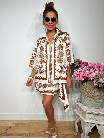 Conjunto Camisero Estampado NYIMAK Marrón HEVE